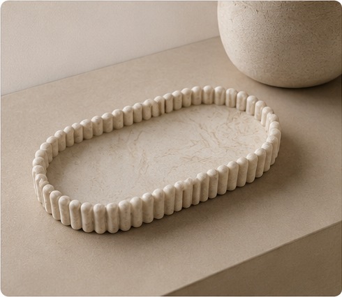 Aurea Ribbed Oval Tray
